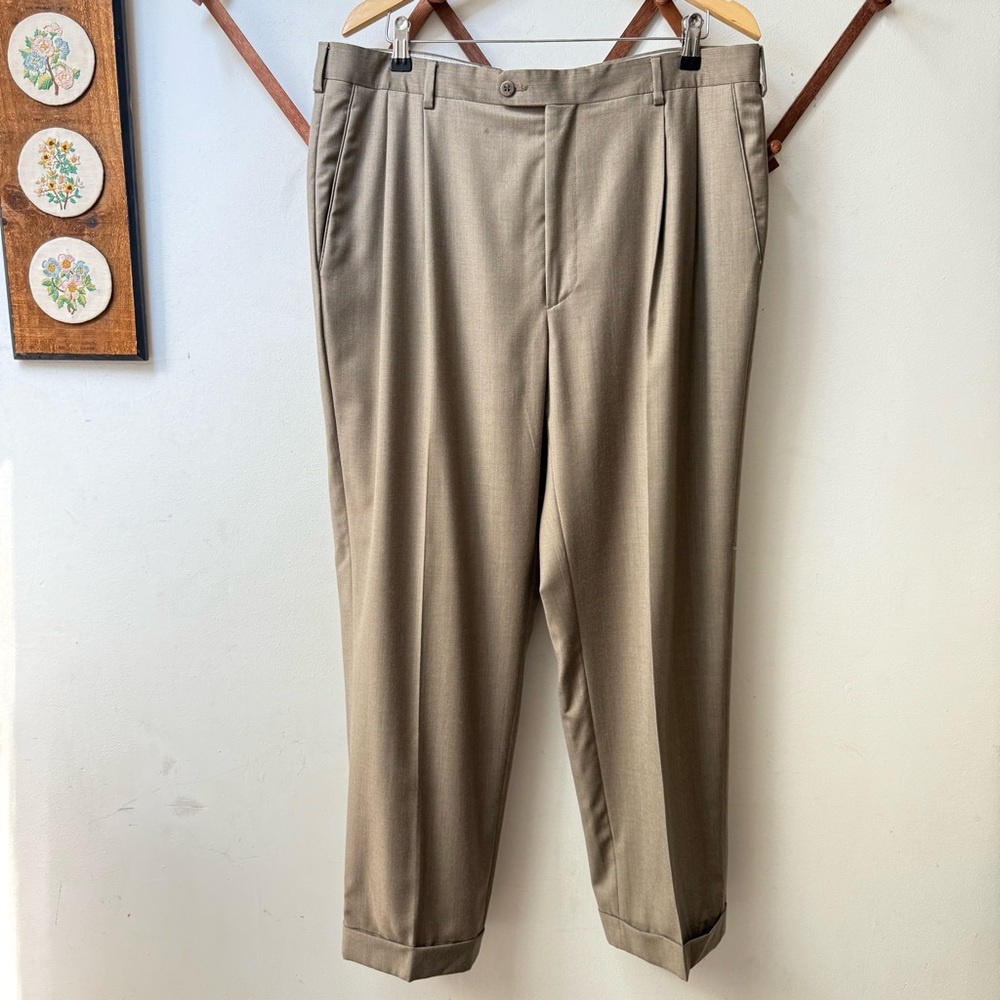 Zanella Italian Wool Bennett Pleated Cuffed Dress Pants